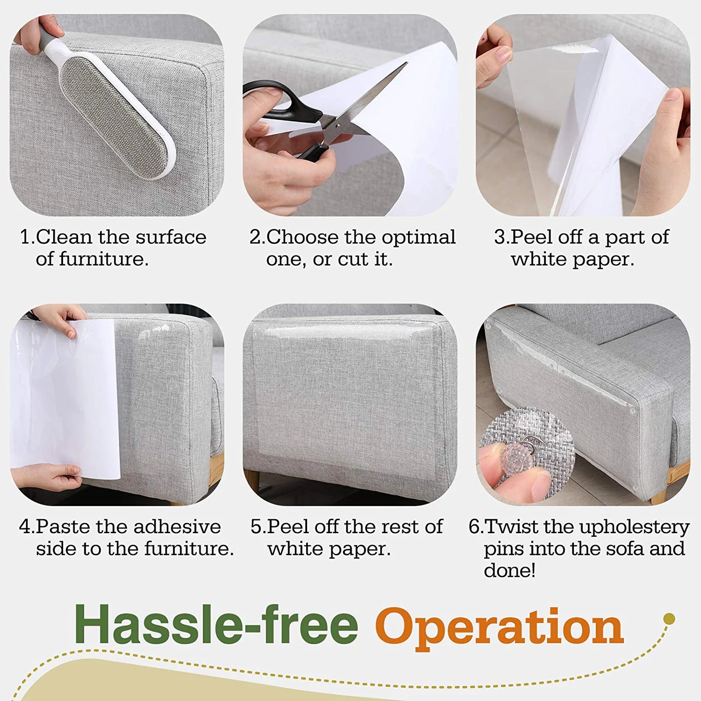 Cat Scratch Furniture Protector Tape - 10 Pack with 60 Upholstery Pins, Effective Cat Scratch Deterrent for Couches and Corners, White