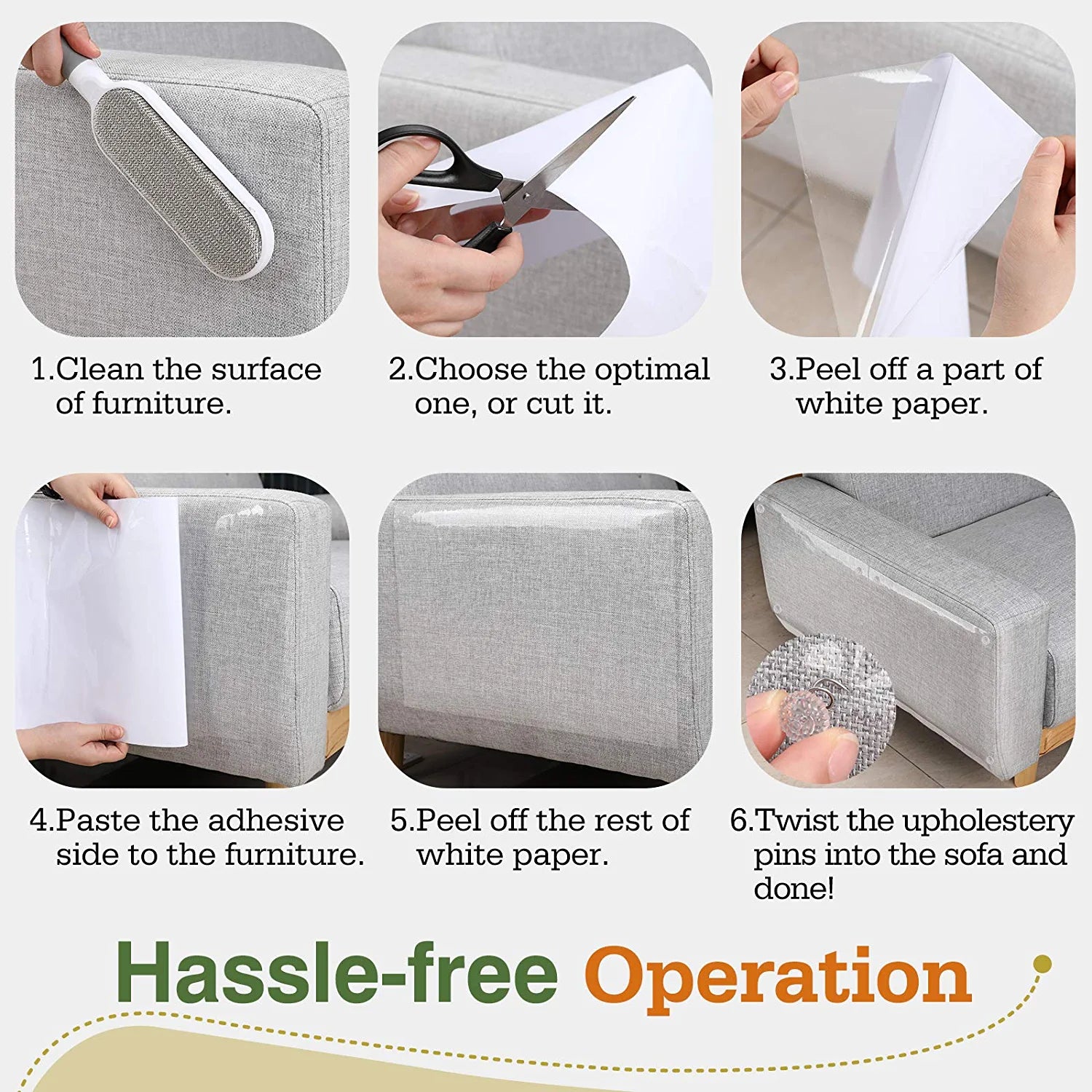 Cat Scratch Furniture Protector Tape - 10 Pack with 60 Upholstery Pins, Effective Cat Scratch Deterrent for Couches and Corners, White
