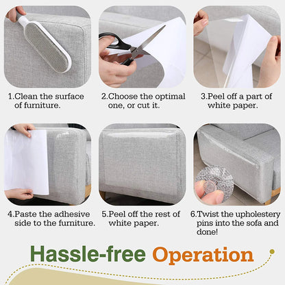 Cat Scratch Furniture Protector Tape - 10 Pack with 60 Upholstery Pins, Effective Cat Scratch Deterrent for Couches and Corners, White