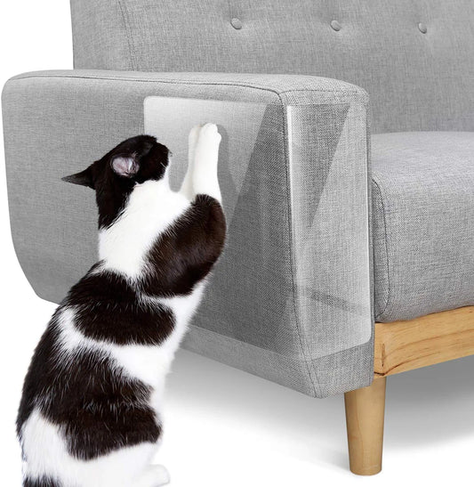 Cat Scratch Furniture Protector Tape - 10 Pack with 60 Upholstery Pins, Effective Cat Scratch Deterrent for Couches and Corners, White